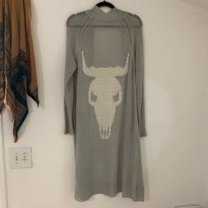 Western Bull Skull Cardigan Sweater